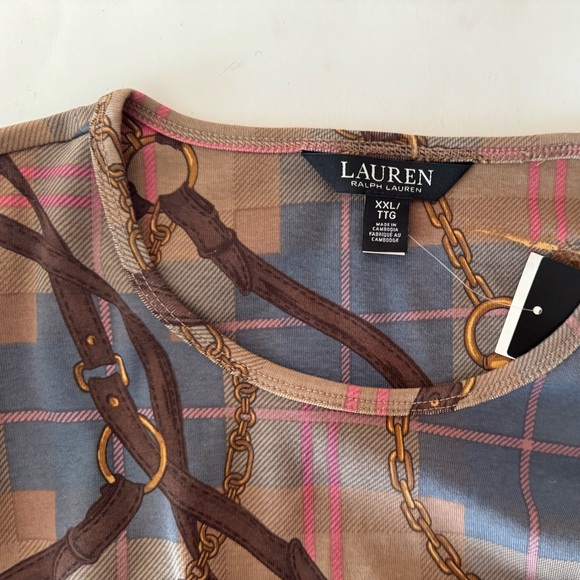 Ralph Lauren Equestrian print top. Signature long sleeve shirt. Plus. Size: XXL - Picture 4 of 5